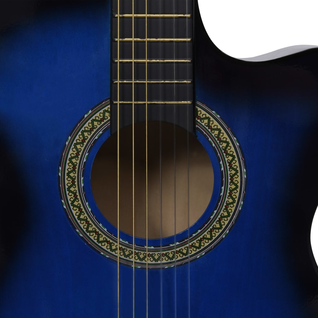 Western Acoustic Cutaway Guitar with Equalizer 6 Strings Blue